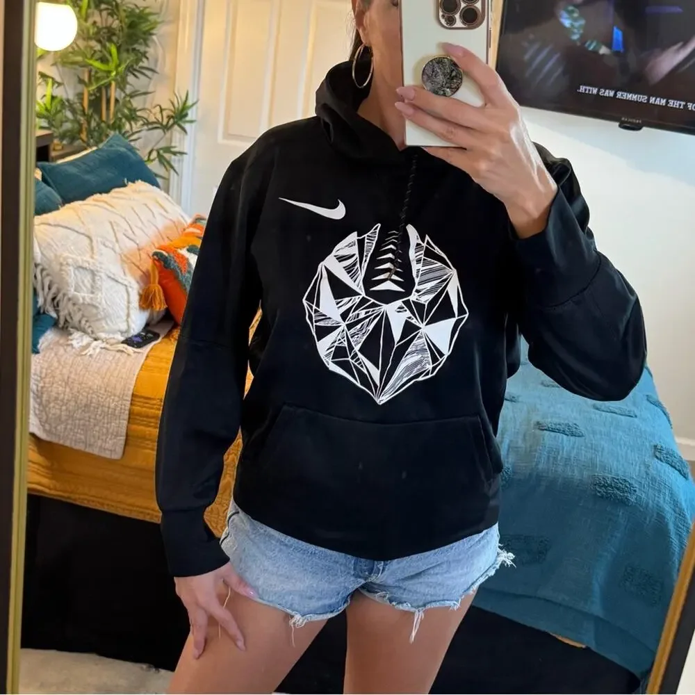 NIKE - FOOTBALL - Black Hoodie with Geometric Design - SMALL - Picture 3 of 16